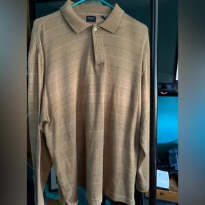 Chaps Men's Beige Long Sleeve Polo Shirt